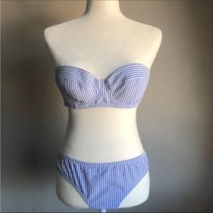 Jcrew, blue, seersucker, bikini set